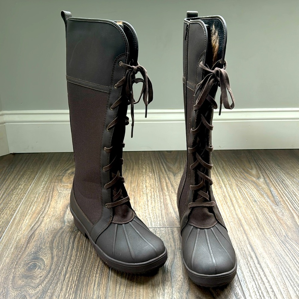 Clarks lace up tall women’s rain boots